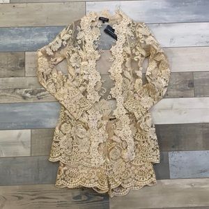 2 piece set- champagne jacket and shorts